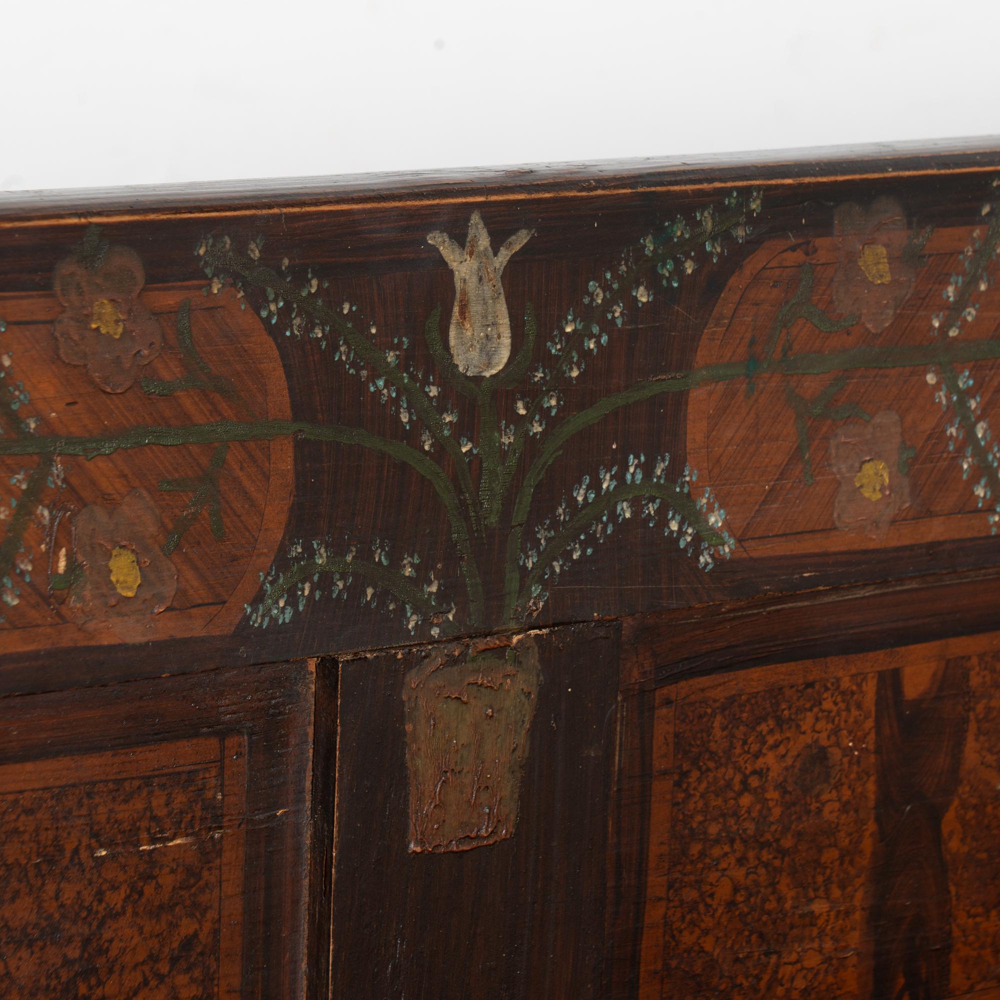 Banc original en pin peint à la main avec rangement, vers 1890-1920 en vente 2