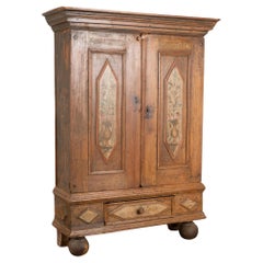 Antique Original Hand Painted Pine Swedish Armoire, dated 1751