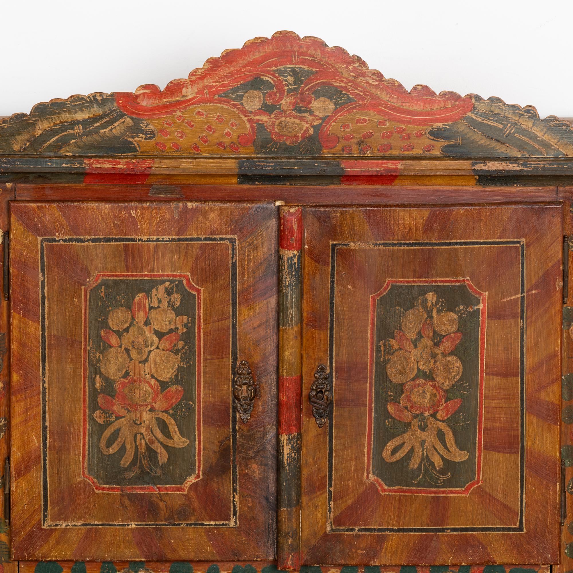 Folk Art Original Hand Painted Small Cabinet, Austria circa 1800-20 For Sale