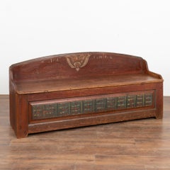 Original Hand Painted Swedish Bench, Dated 1817