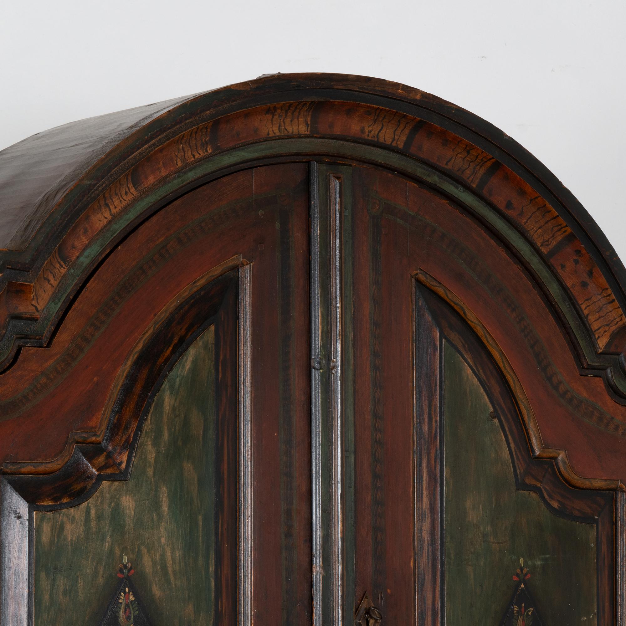 Pine Original Hand Painted Swedish Cabinet Cupboard, Dated 1818 For Sale