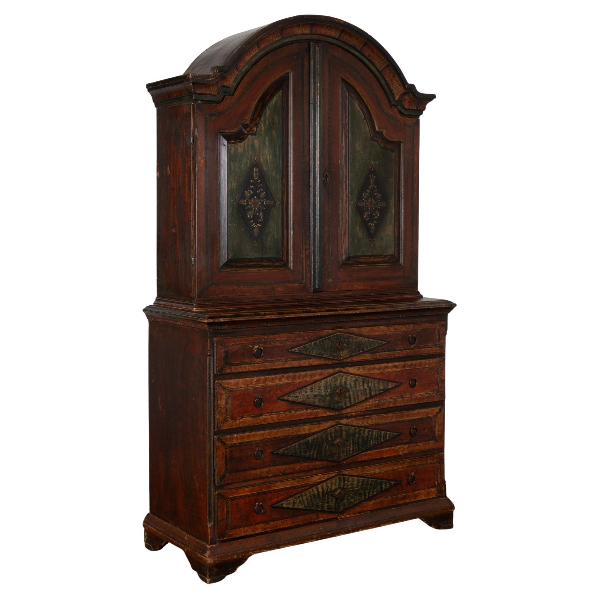 Armoire de rangement suédoise peinte à la main, datée de 1818
