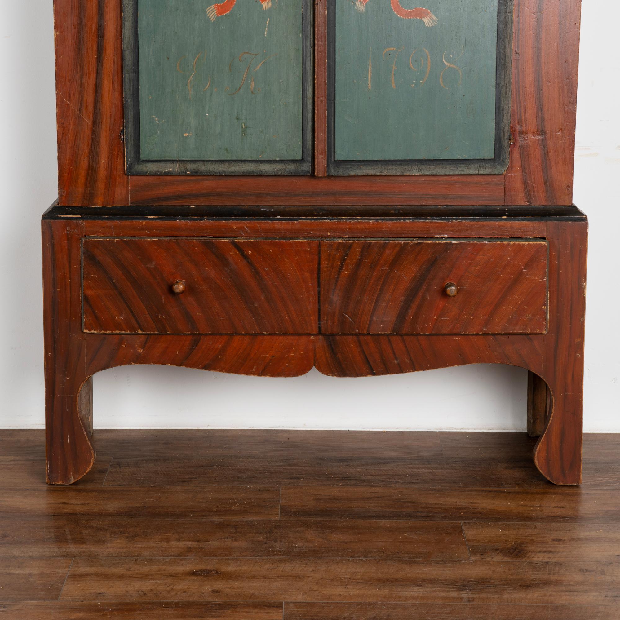 Original Hand Painted Swedish Cabinet dated 1798 For Sale 4