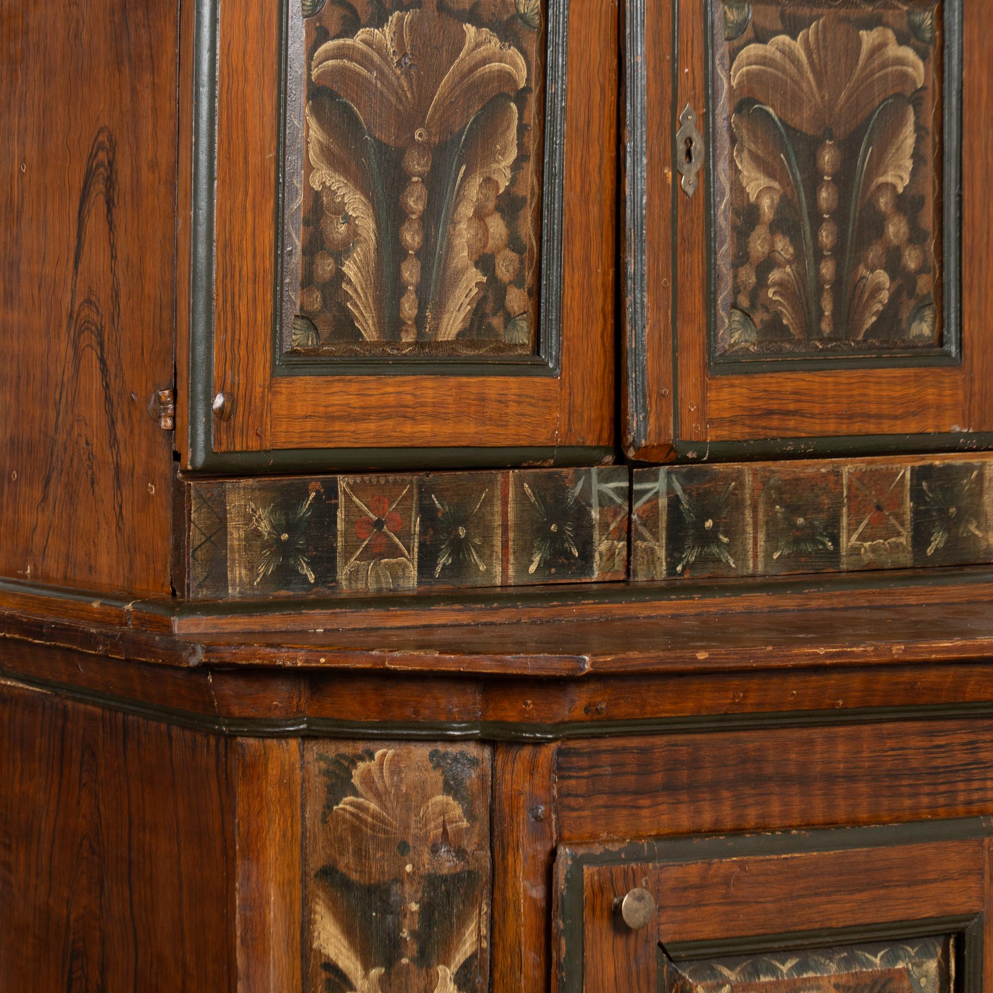 Original Hand Painted Swedish Dalarna Cabinet Cupboard dated 1788 For Sale 4