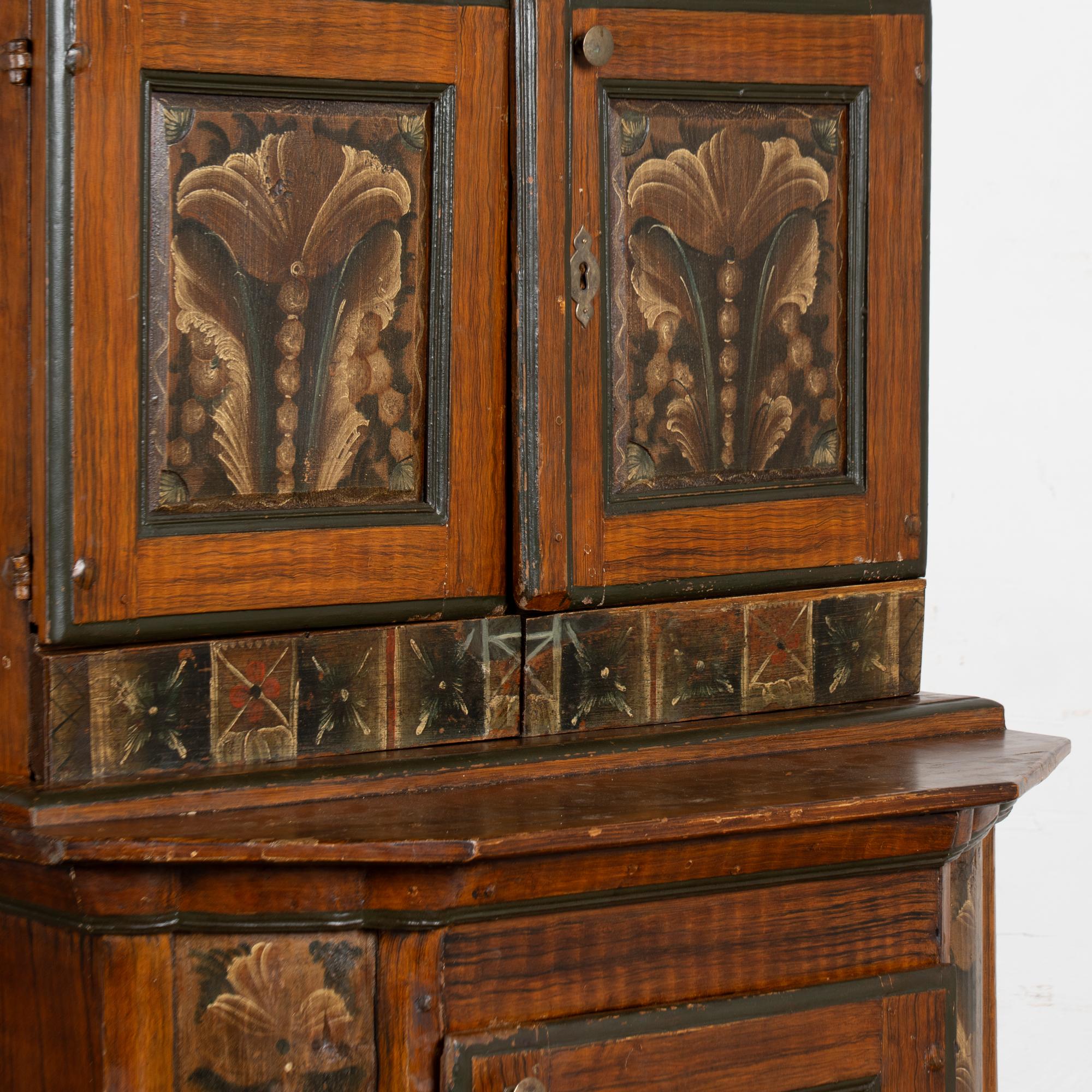Original Hand Painted Swedish Dalarna Cabinet Cupboard dated 1788 For Sale 5