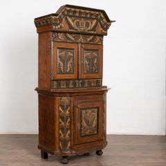 Original Hand Painted Swedish Dalarna Cabinet Cupboard dated 1788