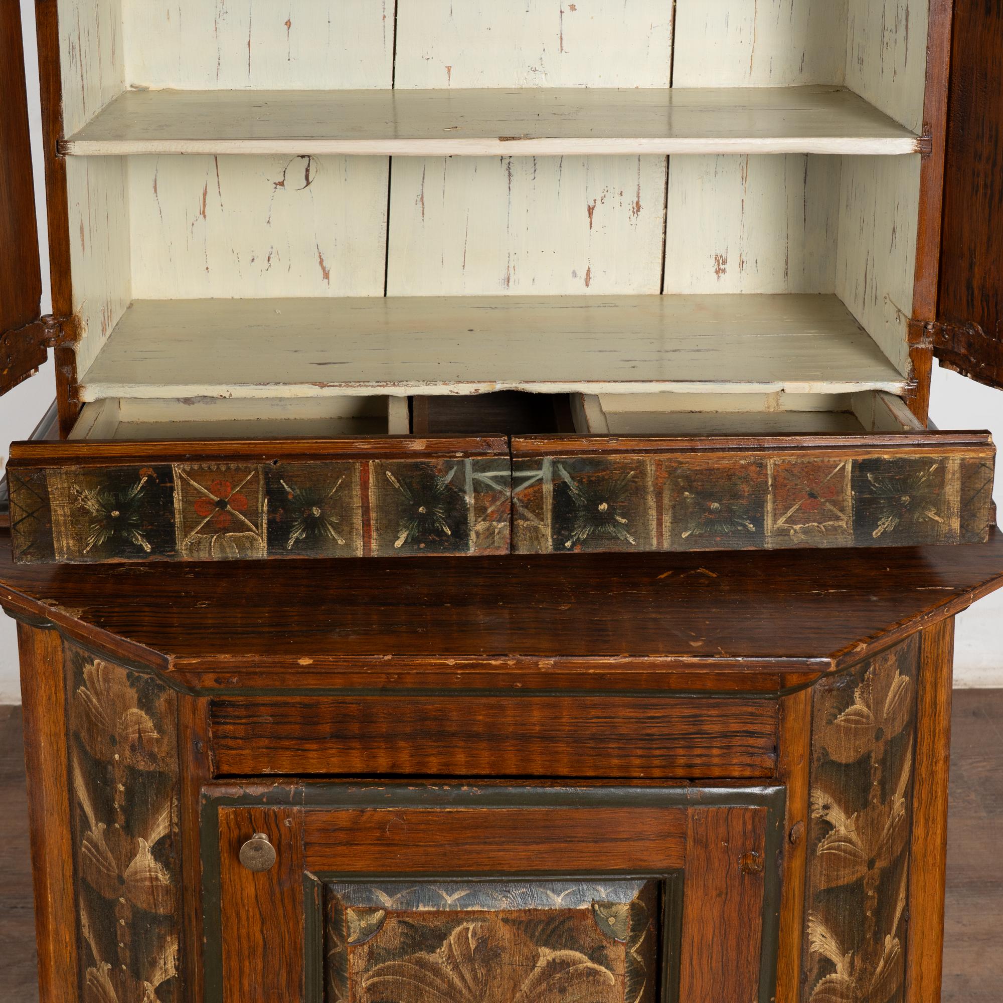Original Hand Painted Swedish Dalarna Cabinet Cupboard dated 1788 For Sale 3