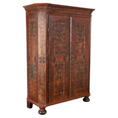 Armario original de dos puertas pintado a mano fechado en 1846, Hungría
