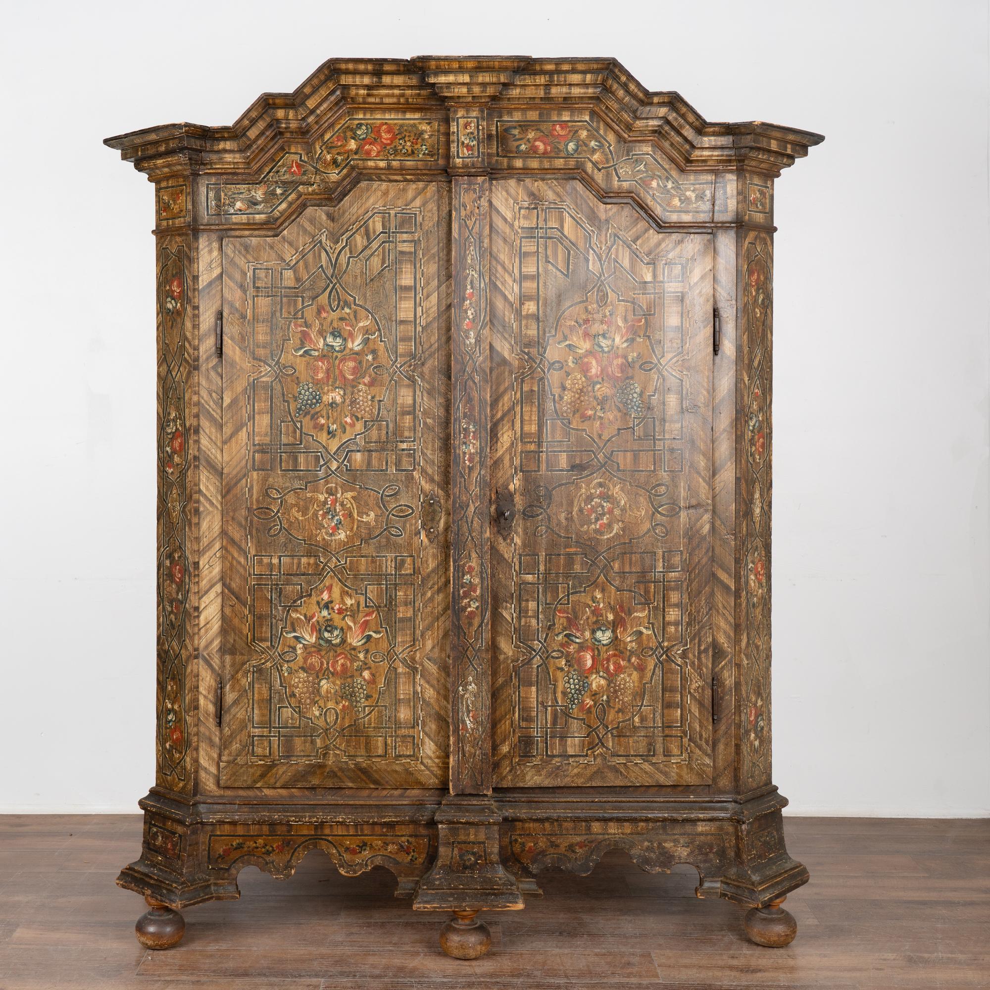 Hungarian Original Hand Painted Two Door Armoire, Hungary circa 1820 For Sale