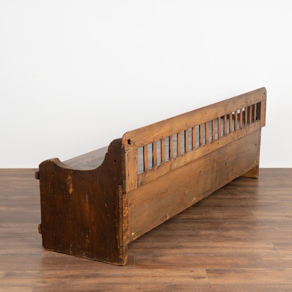 19th Century Original Hand Painted Vintage Folk Art Bench with Storage, Hungary, circa 1880