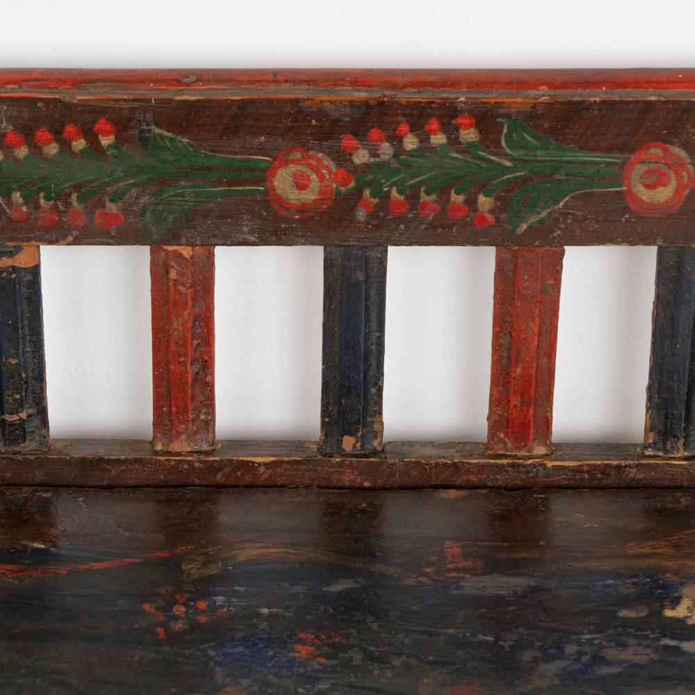 Original Hand Painted Vintage Folk Art Bench with Storage, Hungary, circa 1880 1