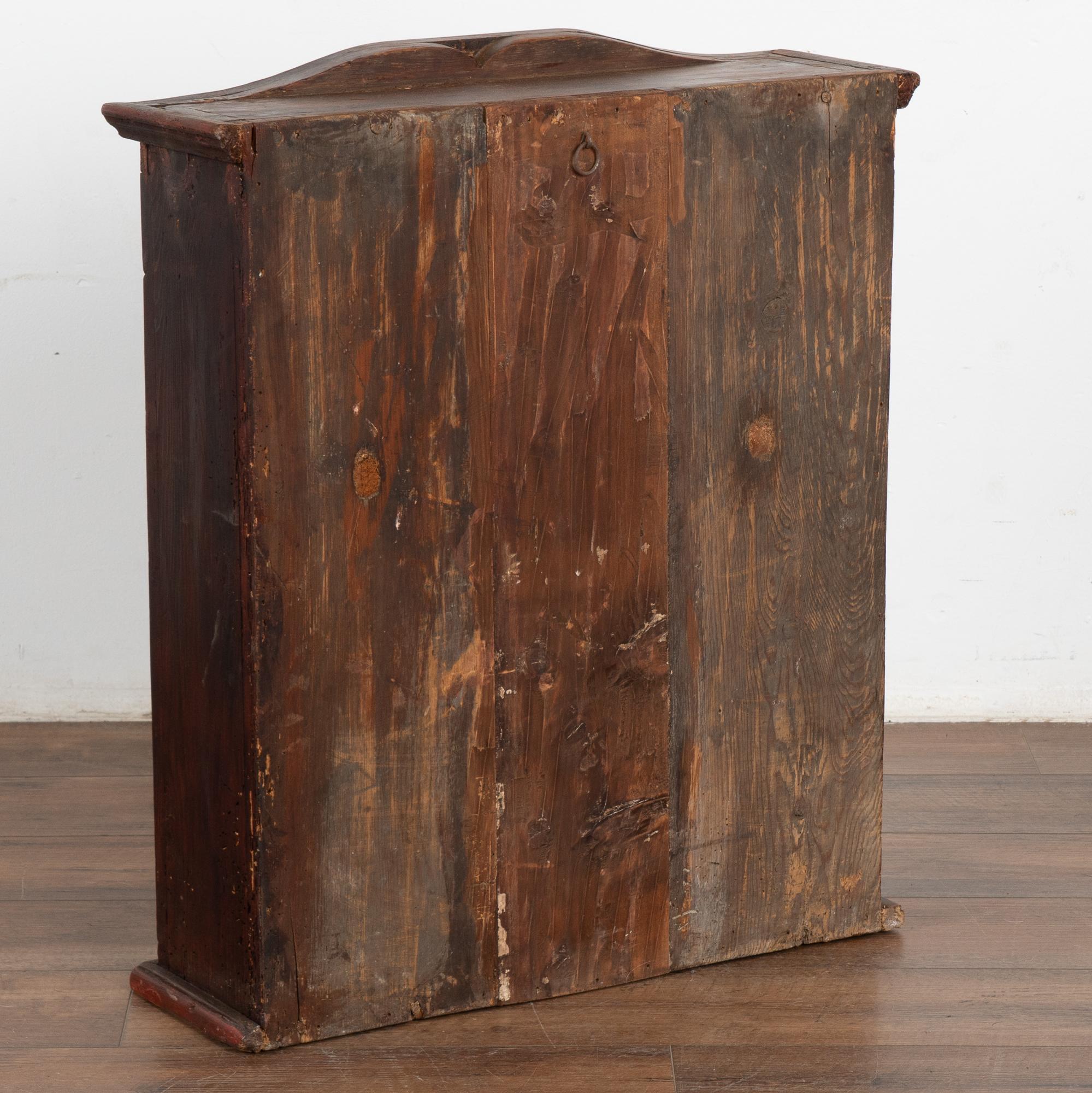 Original Hand Painted Wall Hanging Cabinet with Glass Doors, Hungary circa 1870 2