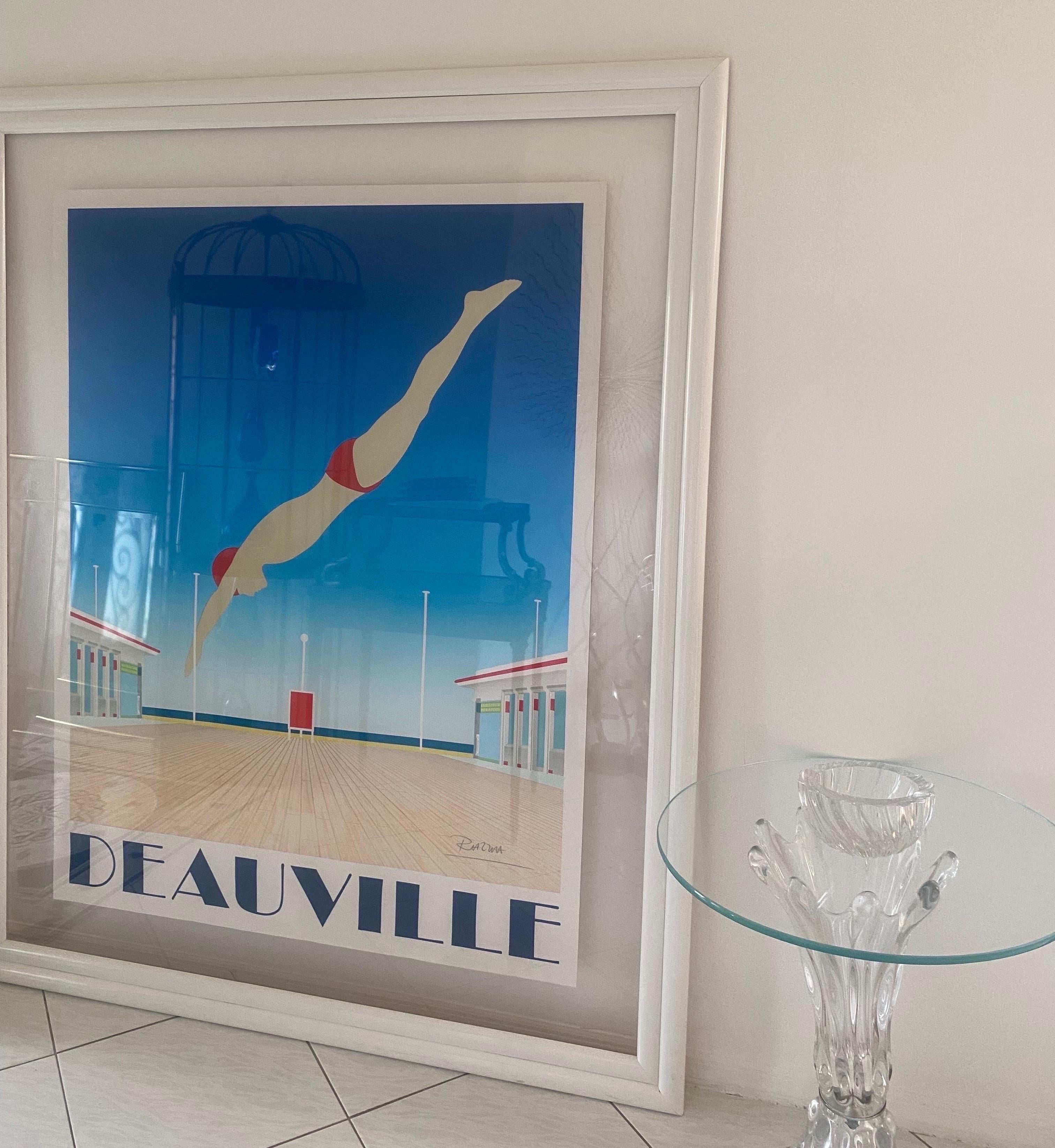 Original Hand Signed Razzia Framed Deauville Poster, Art Deco For Sale 4