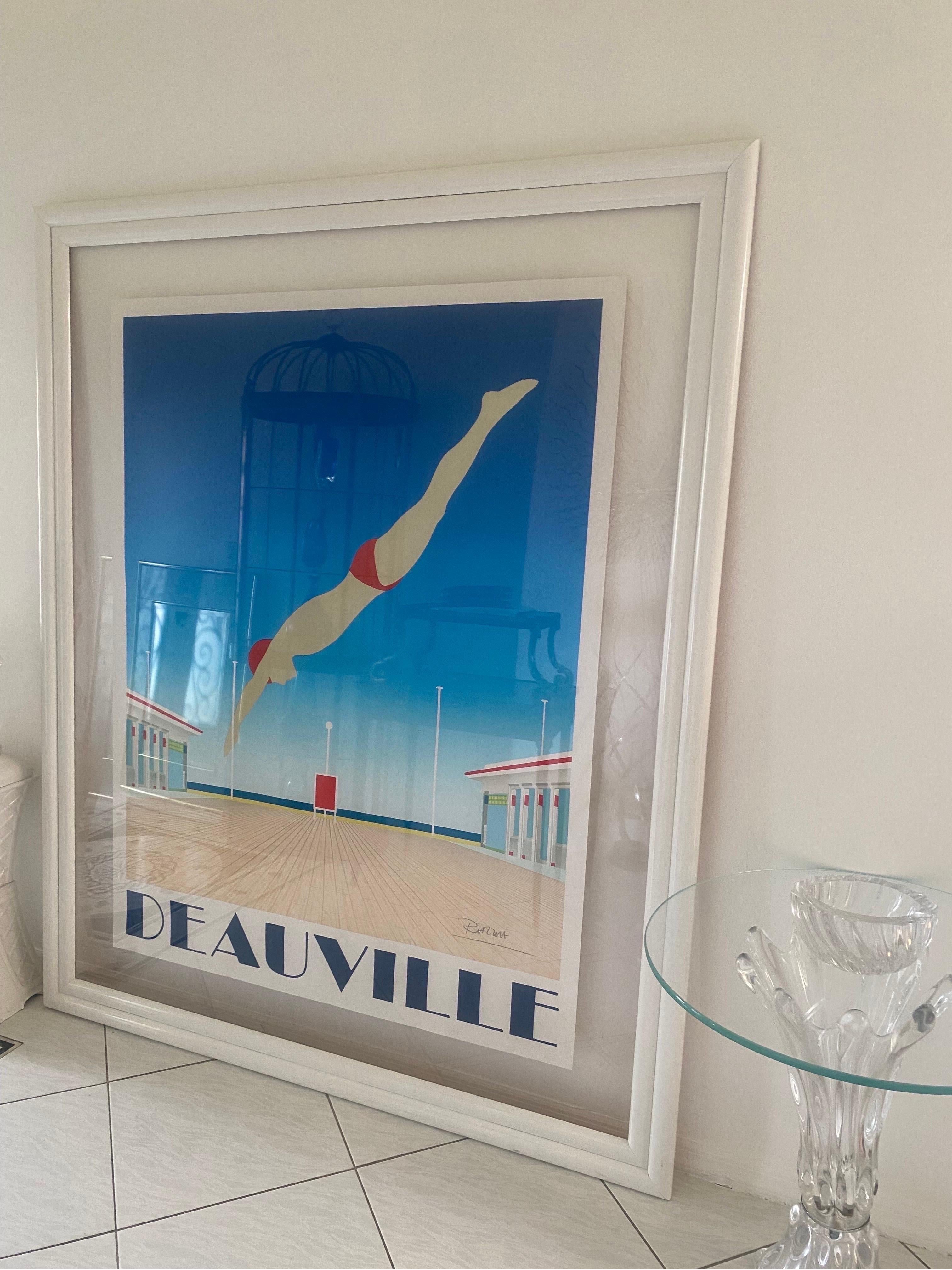 Original Hand Signed Razzia Framed Deauville Poster, Art Deco For Sale 5