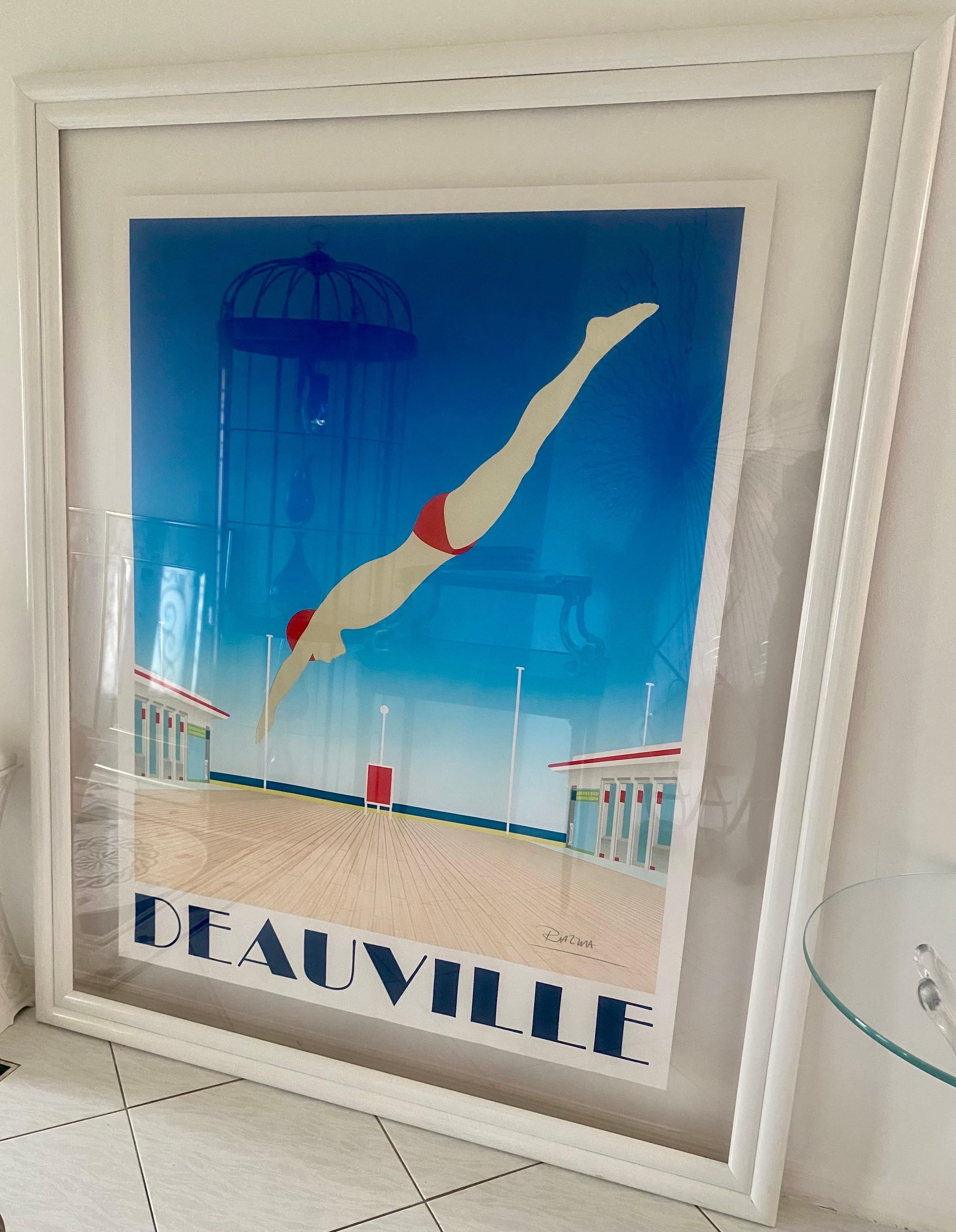 Original Hand Signed Razzia Framed Deauville Poster, Art Deco For Sale 7