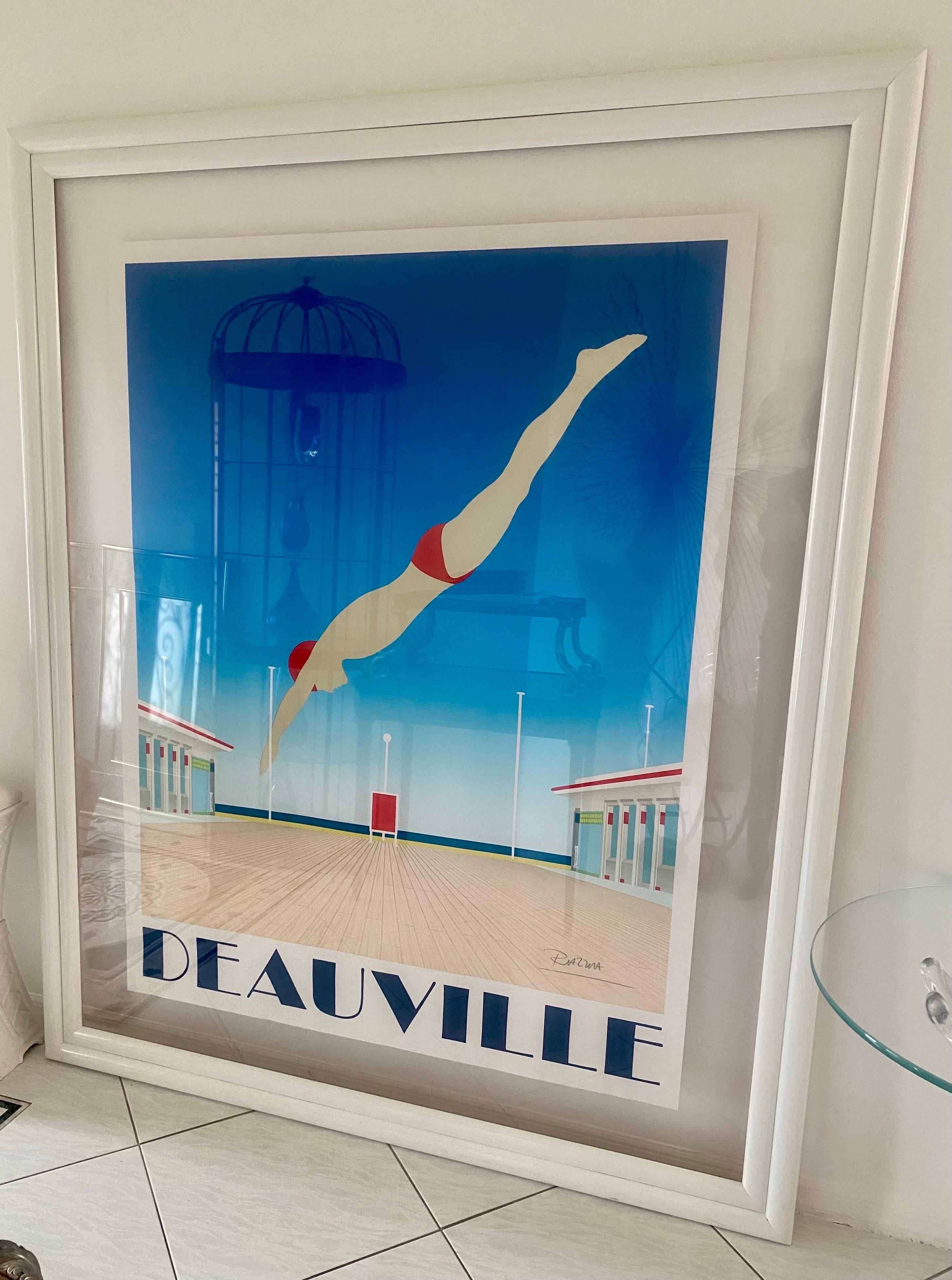 Original Hand Signed Razzia Framed Deauville Poster, Art Deco For Sale 9