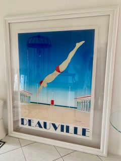 Original Hand Signed Razzia Framed Deauville Poster, Art Deco