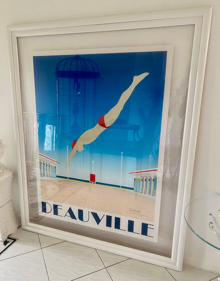Original Hand Signed Razzia Framed Deauville Poster, Art Deco For Sale
