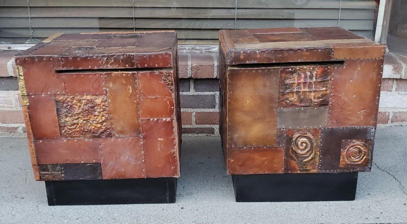 20ième siècle Bases de table originales brutalistes fabriquées à la main par l'artisan Lou Ramirez de Los Angeles en vente