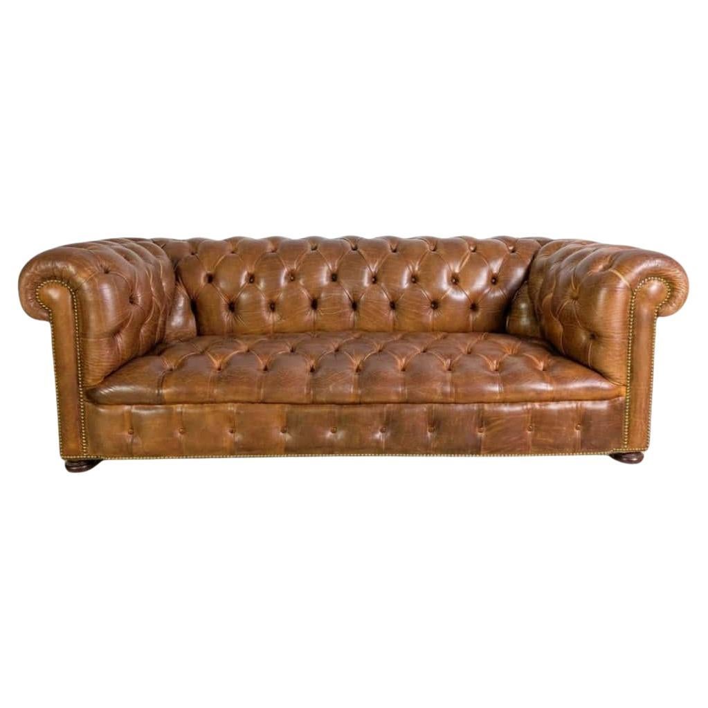 Original handgefertigtes Chesterfield Sofa England 1920 Leder Antik