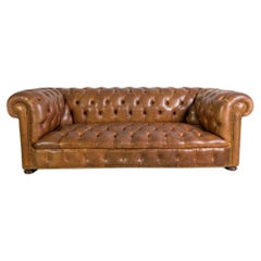 Original handgefertigtes Chesterfield Sofa England 1920 Leder Antik