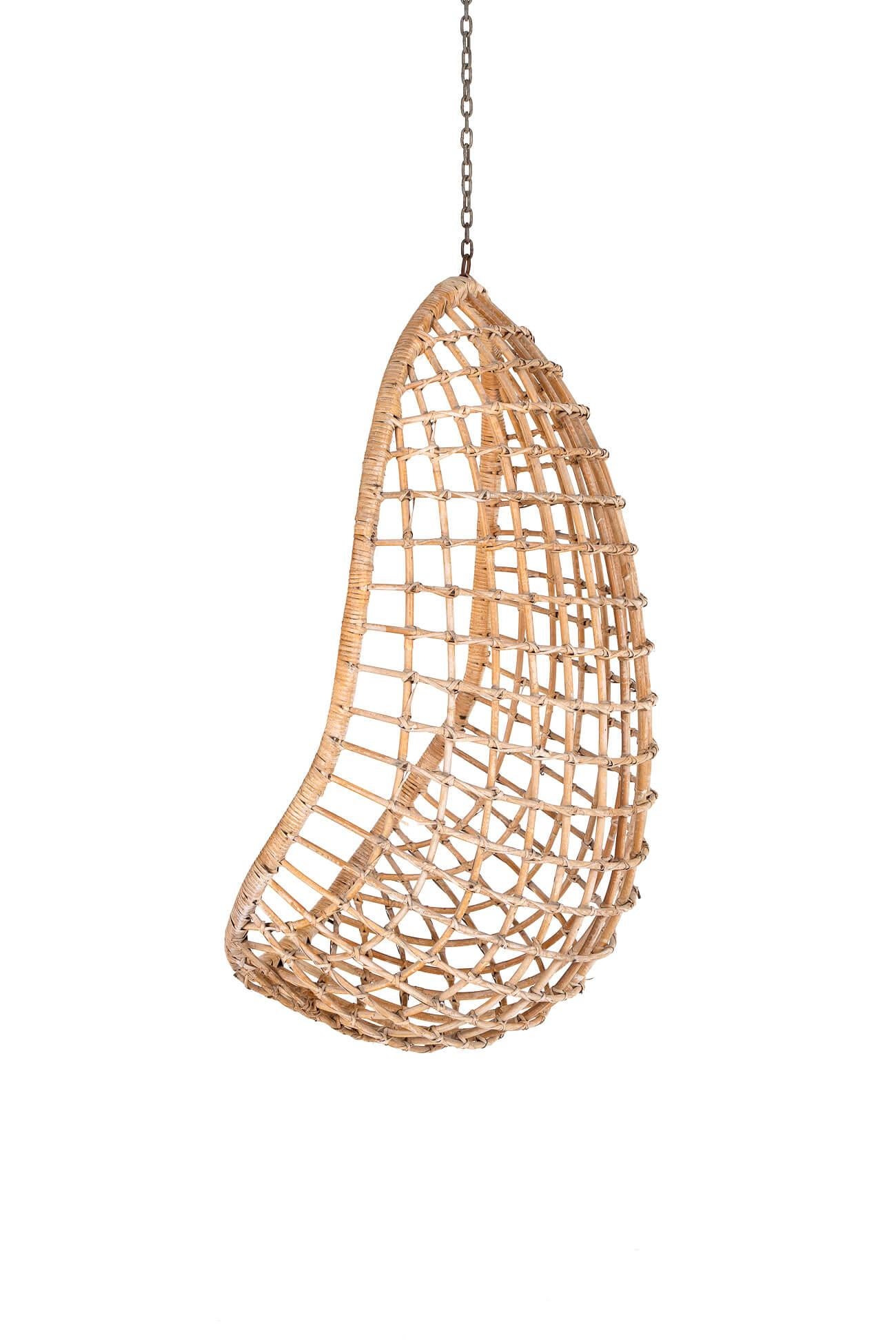 Mid-Century Modern Original Hanging Bamboo Egg Chair For Sale