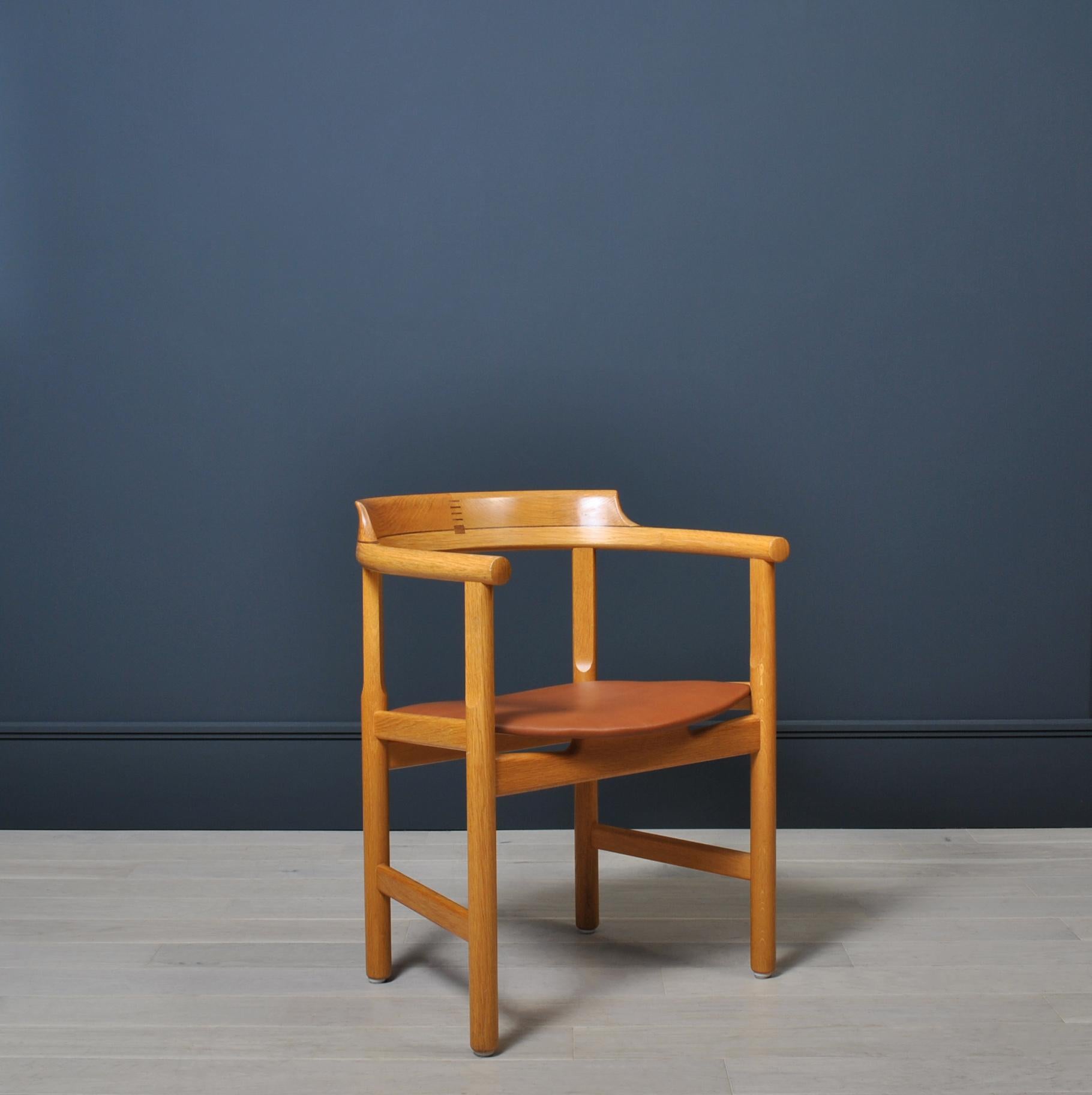 Scandinavian Modern Original Hans J Wegner PP52 Chair, Oak
