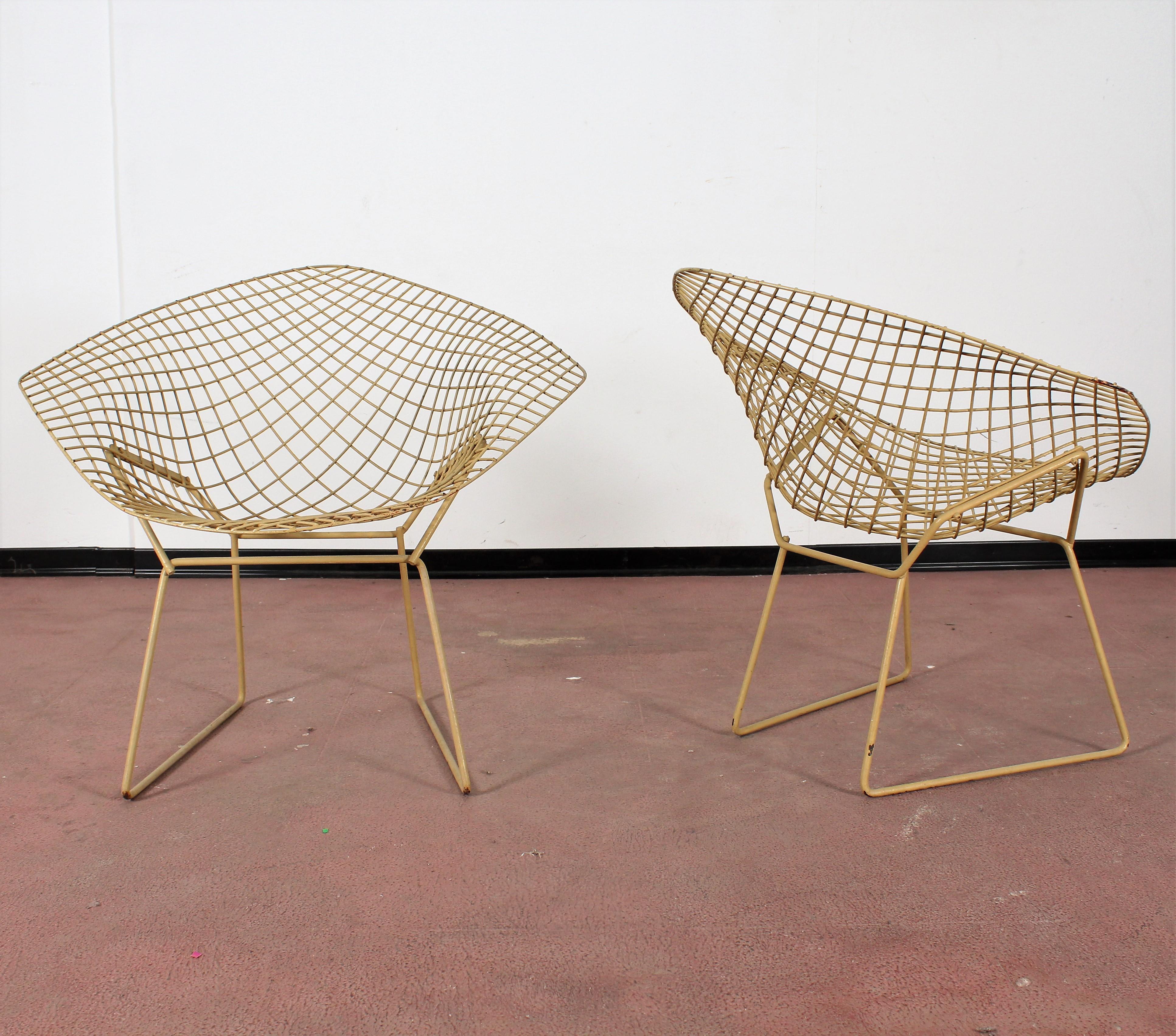 Mid-20th Century Midcentury Original  “Diamond” Chairs Harry Bertoia for Knoll Italy 1960s