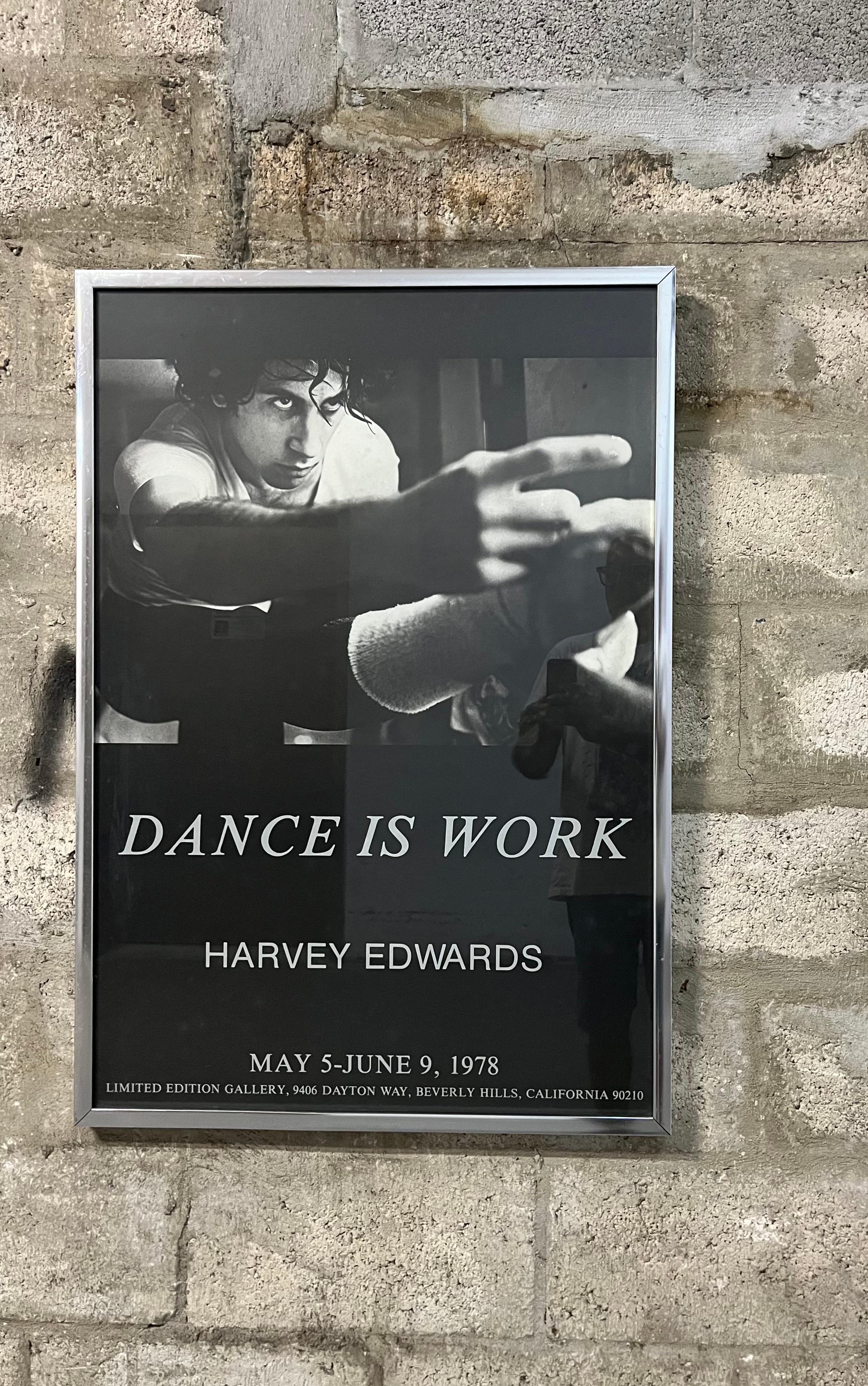 Mid-Century Modern Original Harvey Edwards Dance Is Work Framed Exhibition Poster. From 1978 For Sale