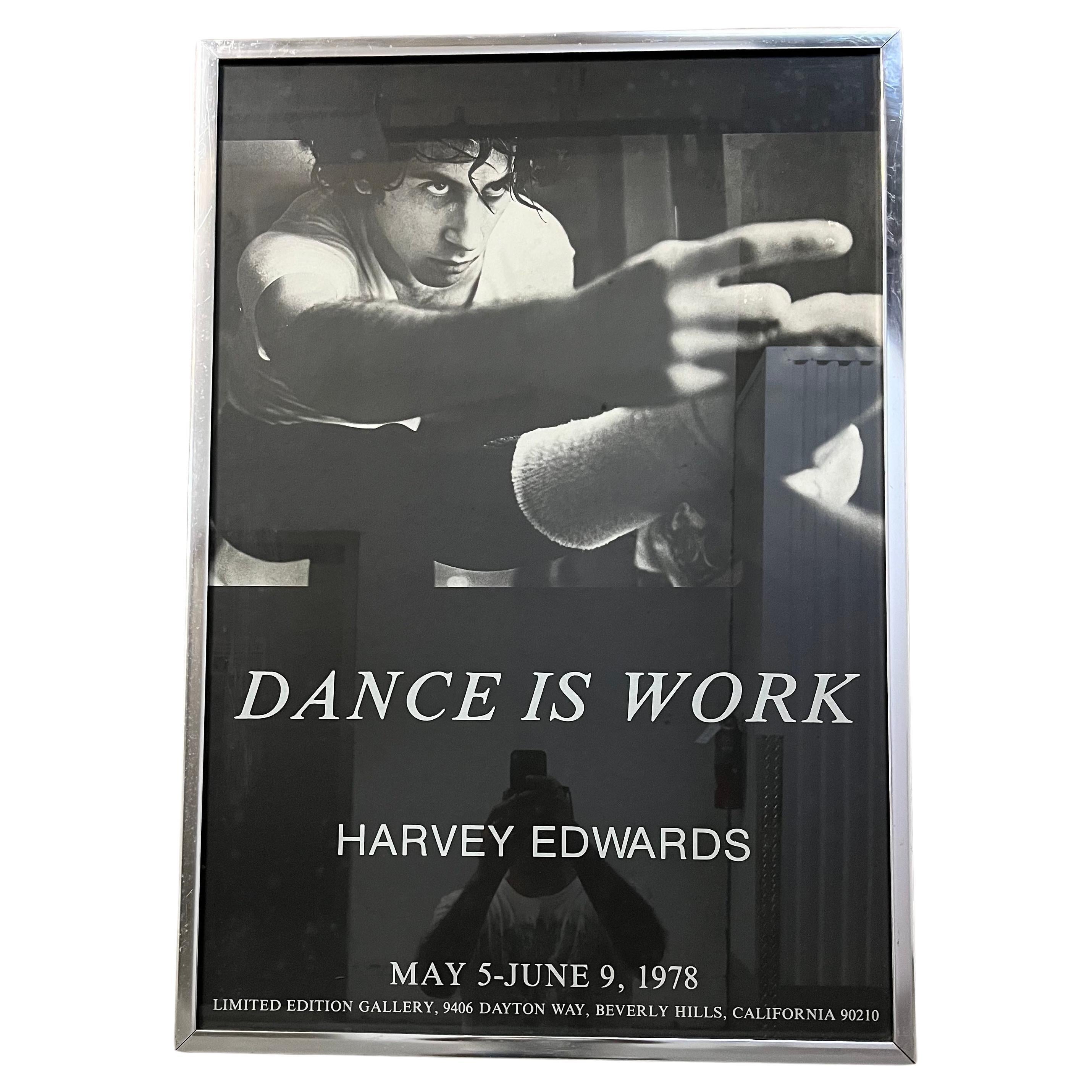 Affiche d'exposition originale encadrée « La danse est un travail » de Harvey Edwards. Depuis 1978