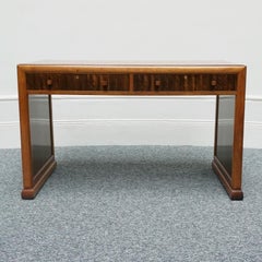 Original Heal's of London Art Deco Satin Birch and Walnut Desk