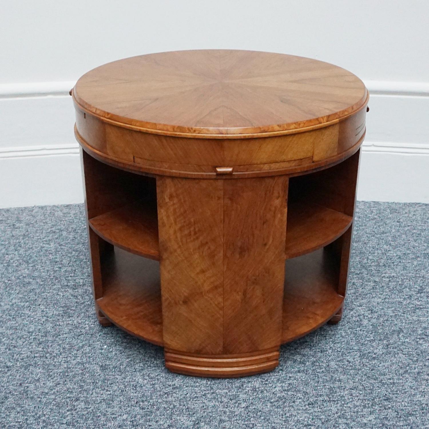 Original Heal's of London Walnut and Karelian Birch Library/Side Table C 1930 1