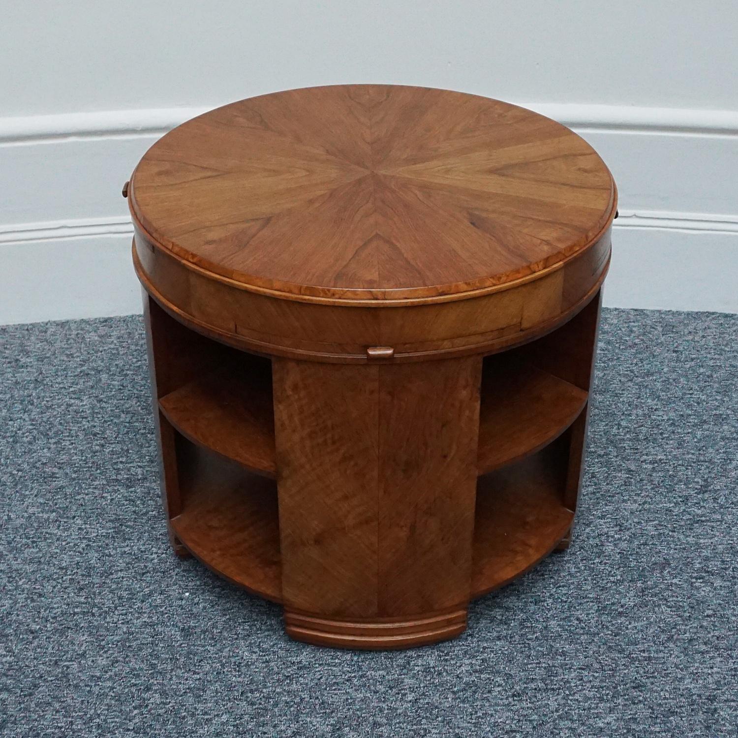 Original Heal's of London Walnut and Karelian Birch Library/Side Table C 1930 2