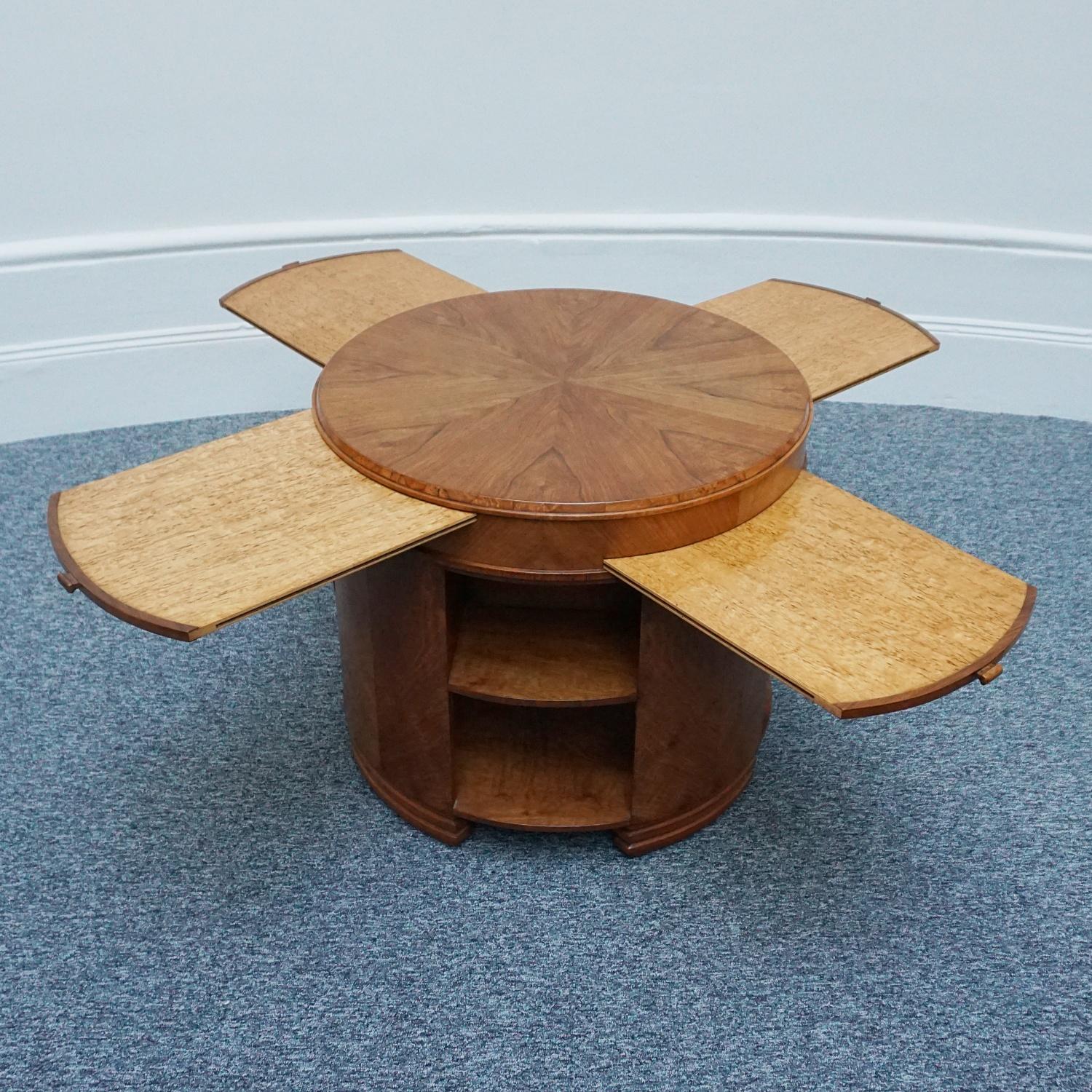 Original Heal's of London Walnut and Karelian Birch Library/Side Table C 1930 3