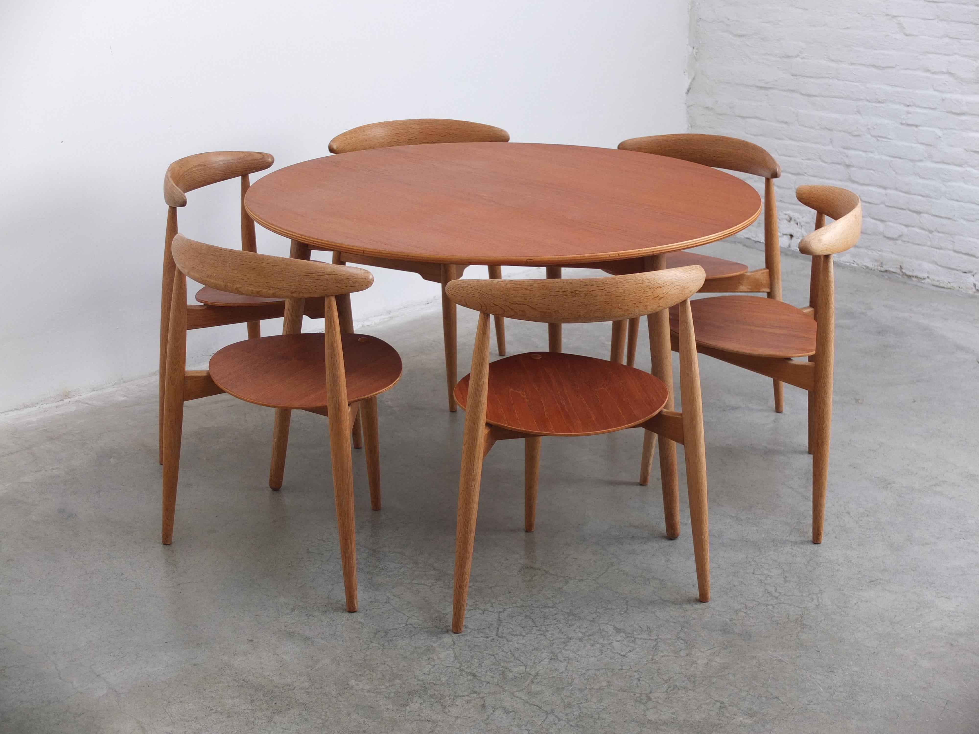 20th Century Original 'Heart' Dining Set by Hans Wegner for Fritz Hansen, 1952