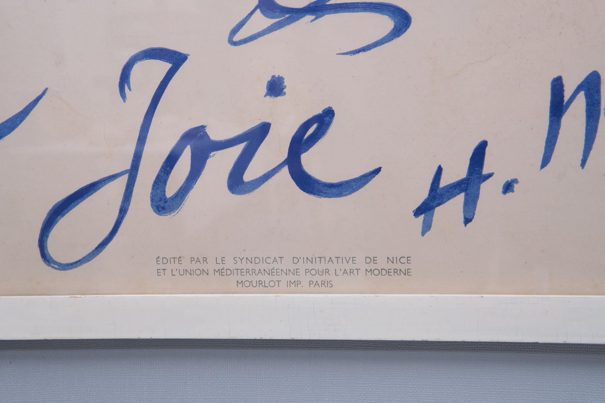 Original Henri Matisse Travel Vintage Poster for Nice France Created in 1947  For Sale 3