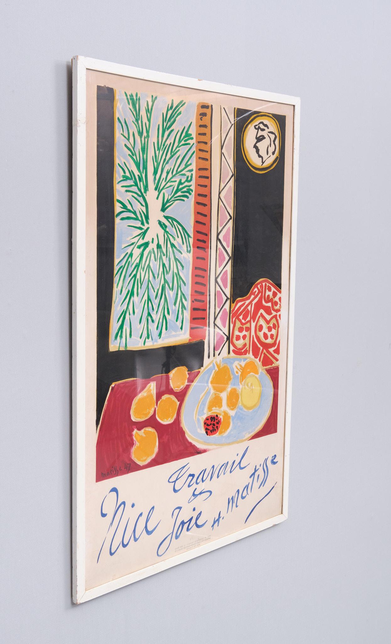 Français Affiche vintage originale de voyage Henri Matisse pour Nice, France, créée en 1947  en vente
