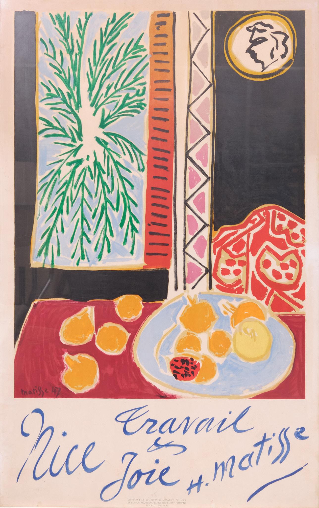 Original Henri Matisse Travel Vintage Poster for Nice France Created in 1947  For Sale 1