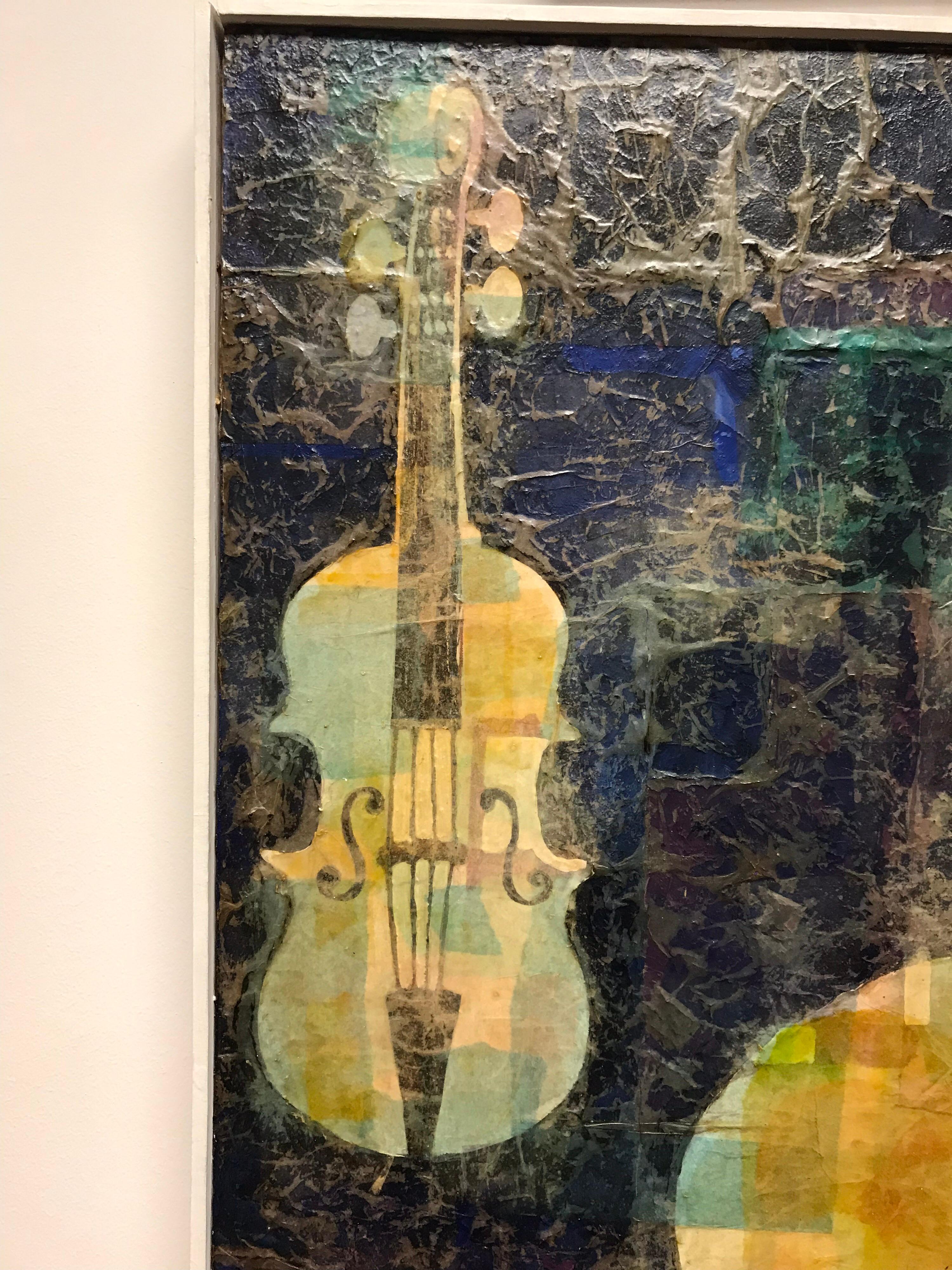 Mixed-Media-Jazz-Gemälde, Herbert Jacobs, Moderne der Mitte des Jahrhunderts, 1970er Jahre 2