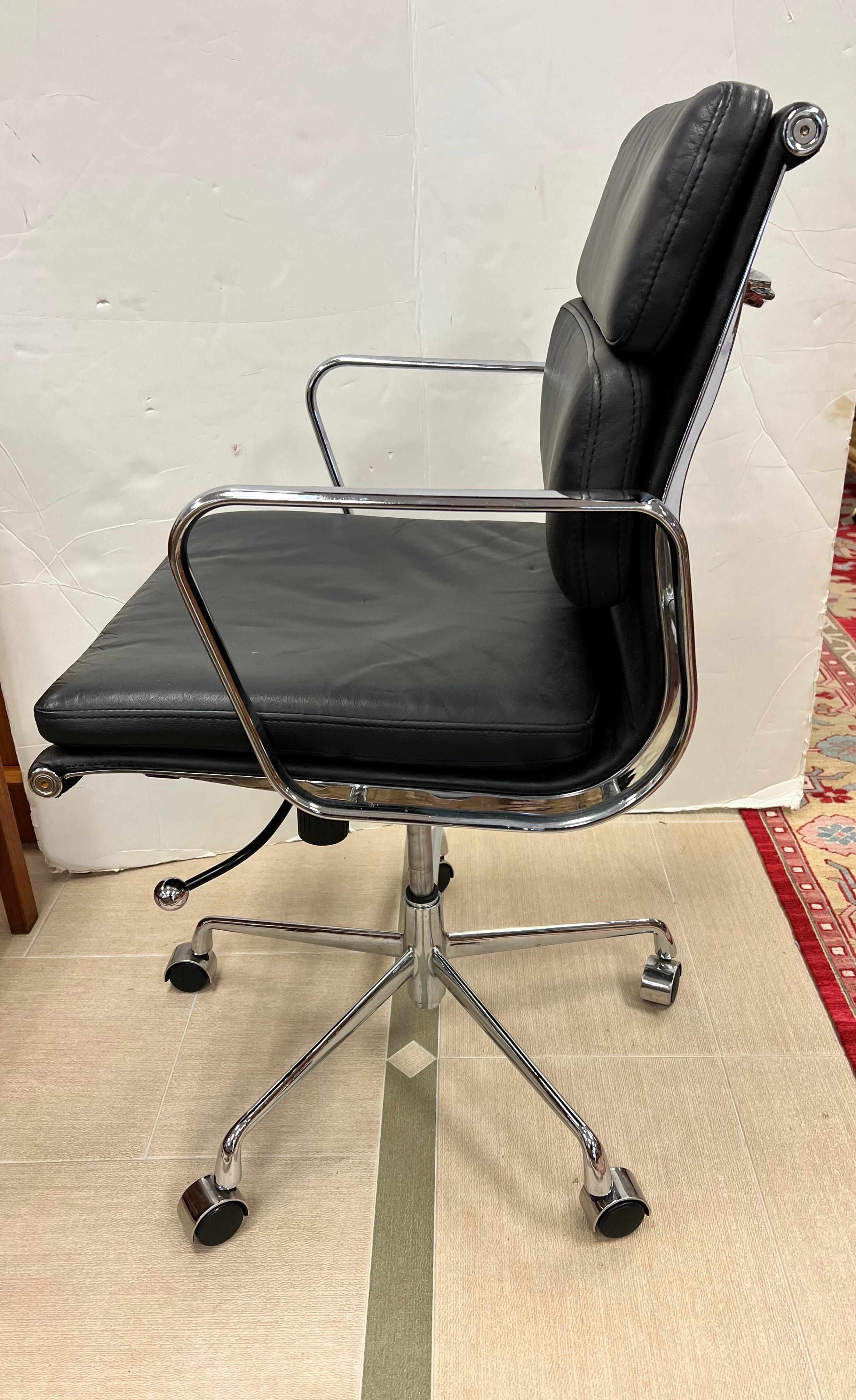 American Original Herman Miller Black Leather Soft Pad Executive Office Chair Eames