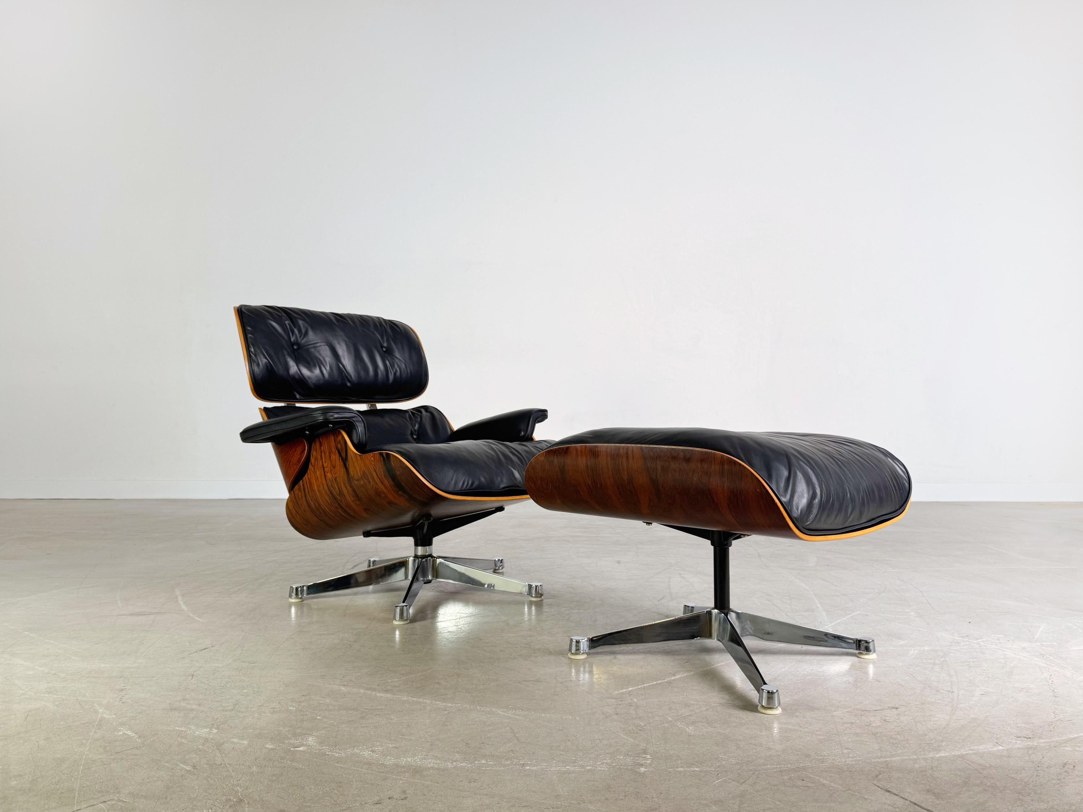 Original Herman Miller Eames Lounge chair Vitra Sessel + Ottoman In Good Condition For Sale In Berlin, DE
