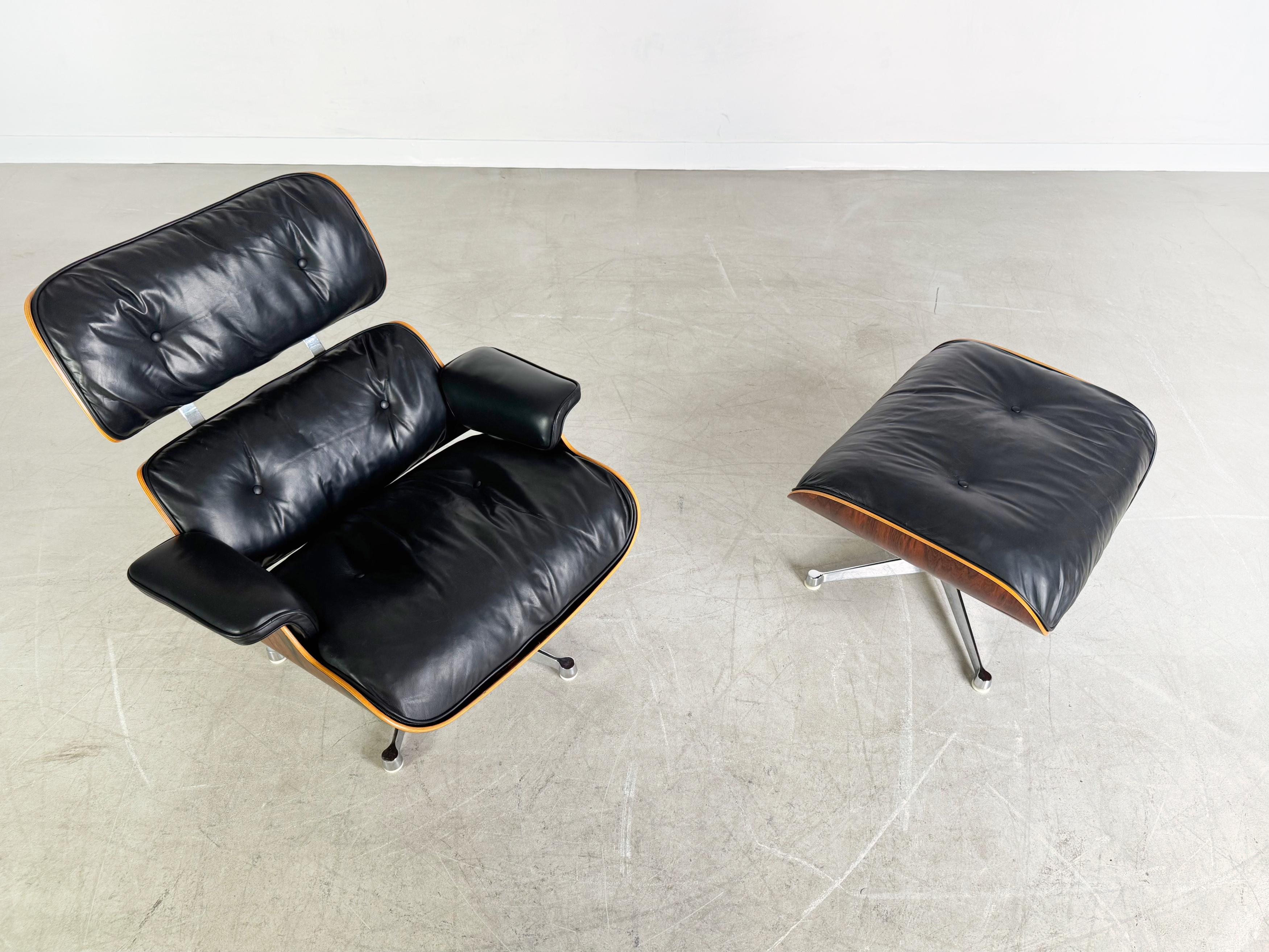 Original Herman Miller Eames Lounge chair Vitra Sessel + Ottoman For Sale 1