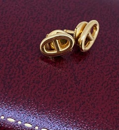 Original Hermes Farandole 18K Rose Gold Chaine d'Ancre Motif Stud Earrings