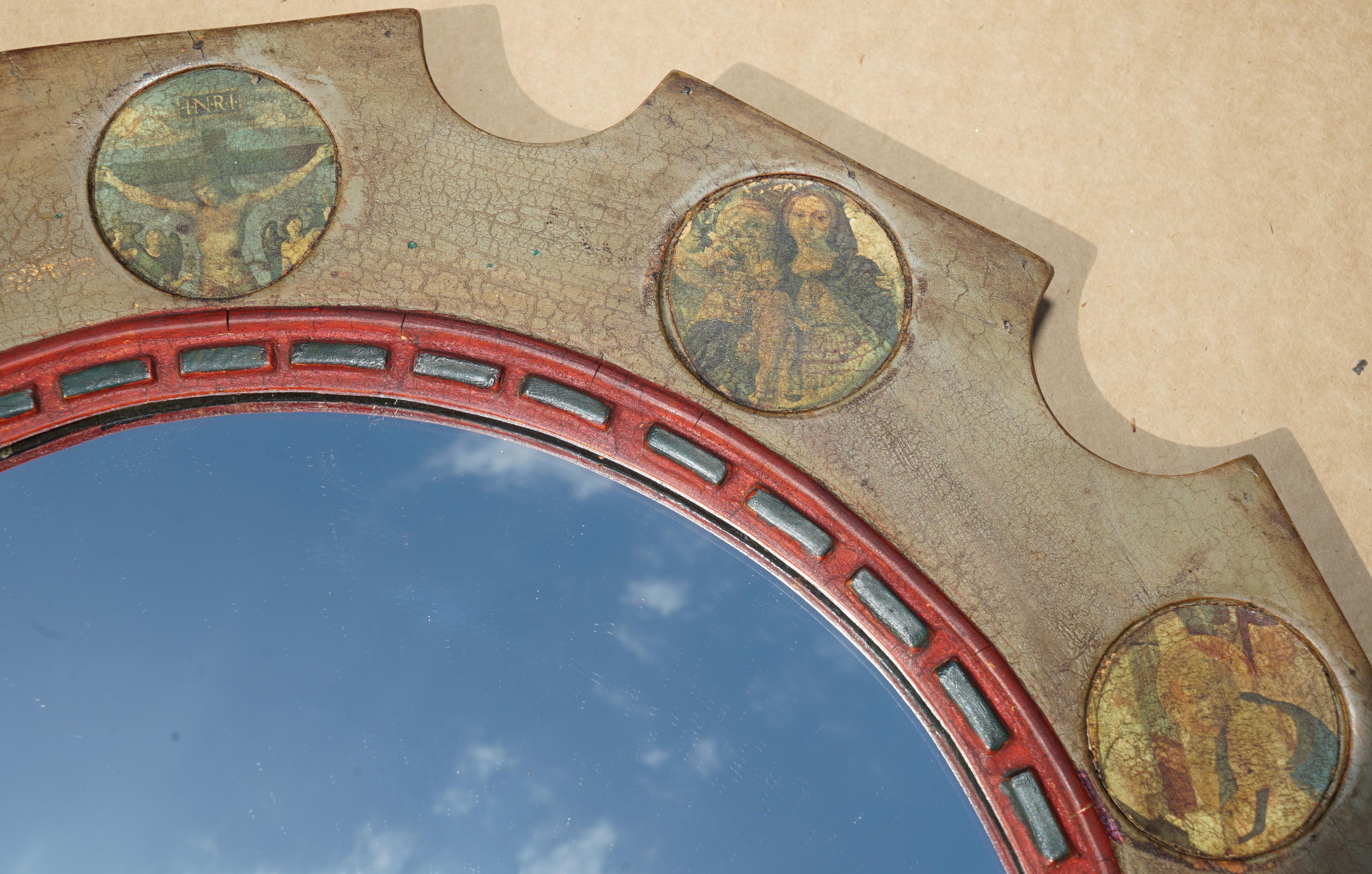 Italiano SPECCHIO DA PARETE ORIGINALE DI COLLEZIONE VINTAGE ITALIANO RELIGIOSO DI GESÙ in vendita