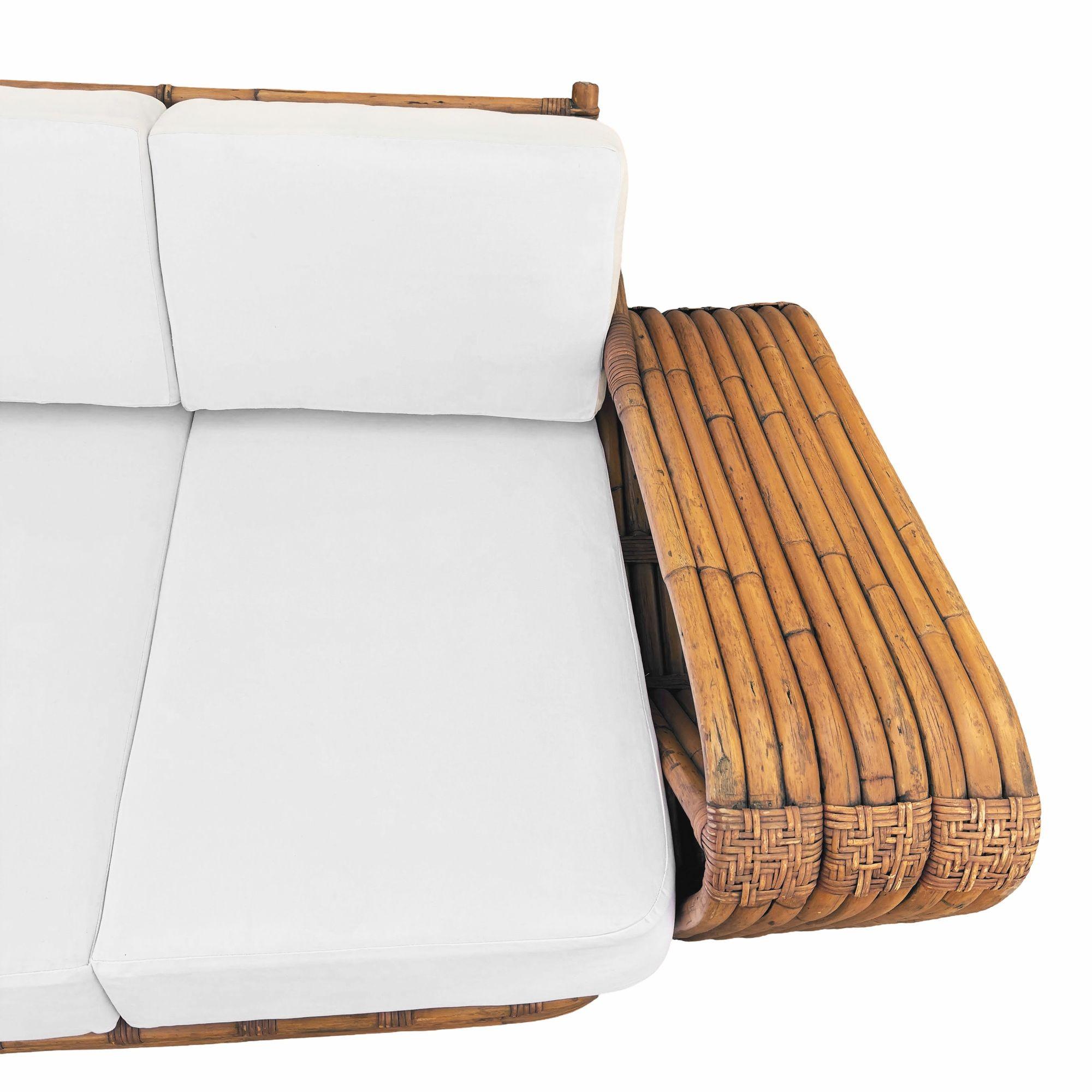 Osier Original Historic Hand Made 9 Strand Square Pretzel Rattan Sofa By Paul T Frankl en vente
