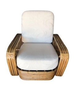 Historic Hand Made 4-strand Square Pretzel Rattan lounge By Paul T. Frankl