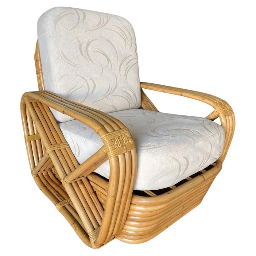 Historic Hand Made 4-strand Square Pretzel Rattan lounge By Paul T. Frankl