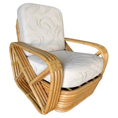 Historische Hand Made 4-Strand Square Pretzel Rattan Lounge von Paul T. Frankl