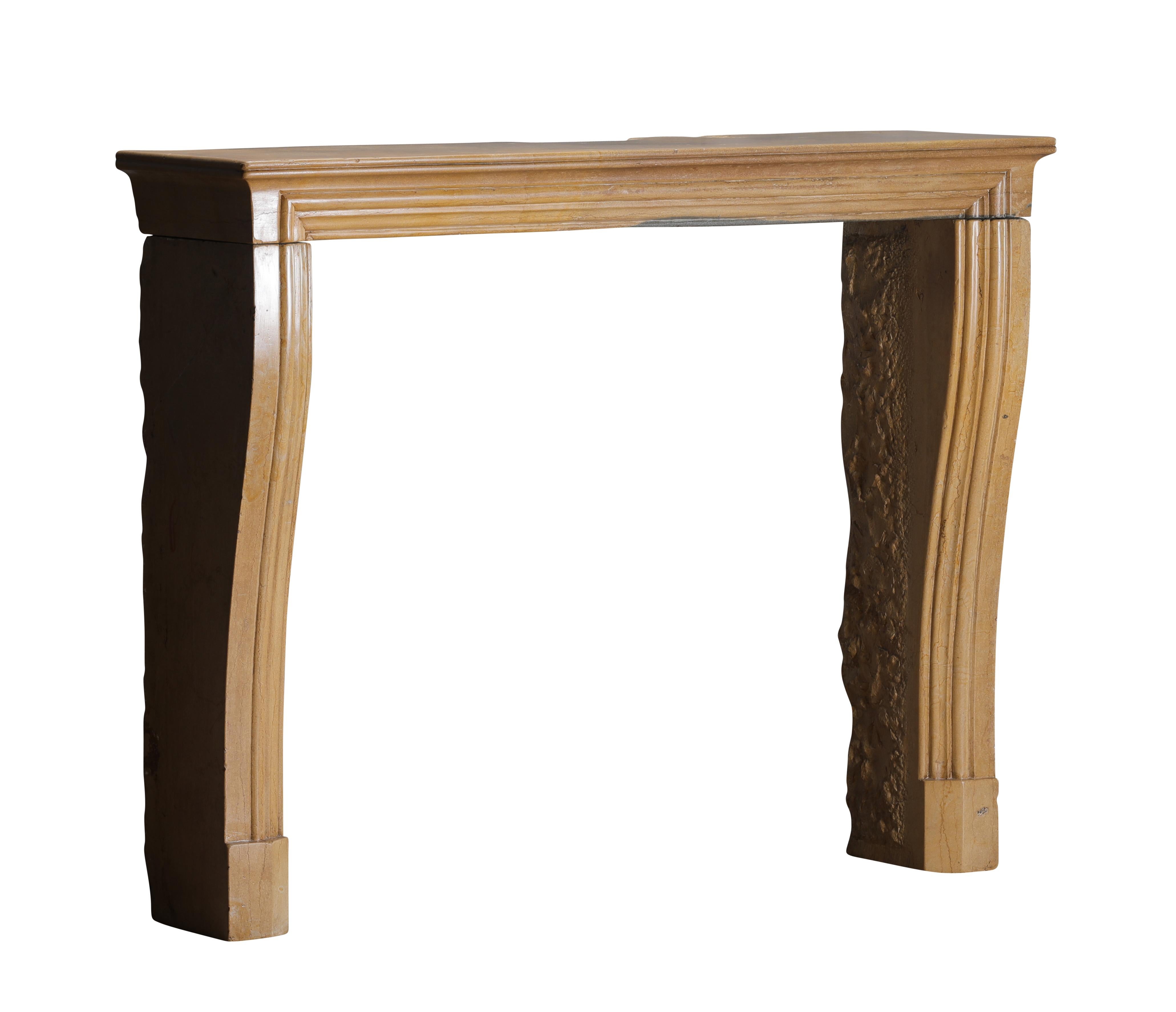 Original Historical Bicolor Stone Fireplace Mantel – Timeless French Design For Sale 4
