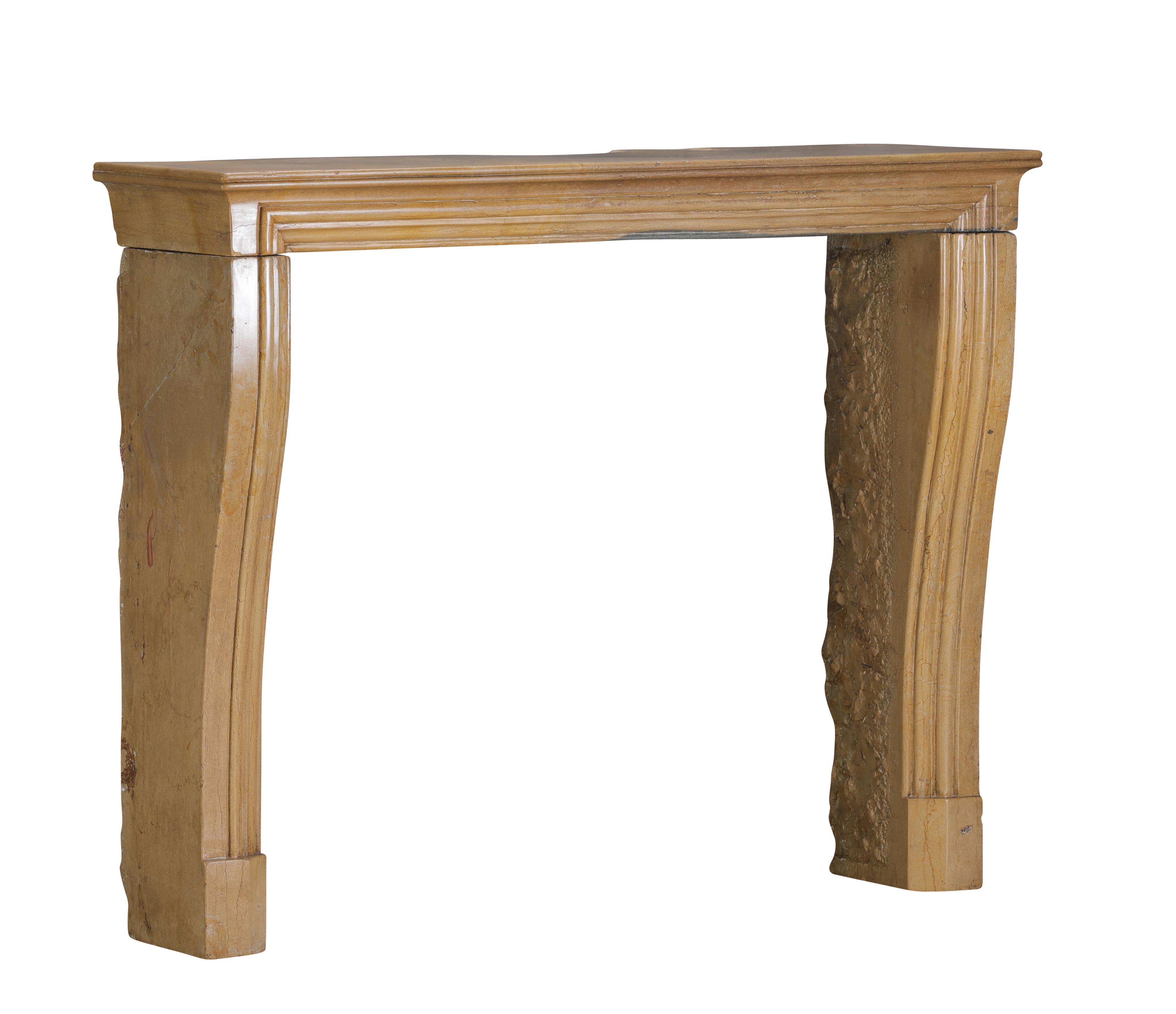 Original Historical Bicolor Stone Fireplace Mantel – Timeless French Design For Sale 5